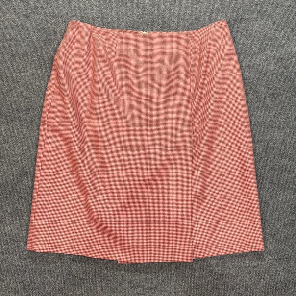 Brooks Brothers Dresses & Skirts - Loro Piana Brooks Brothers Wool Houndstooth Skirt Red White Zelander Merino 12